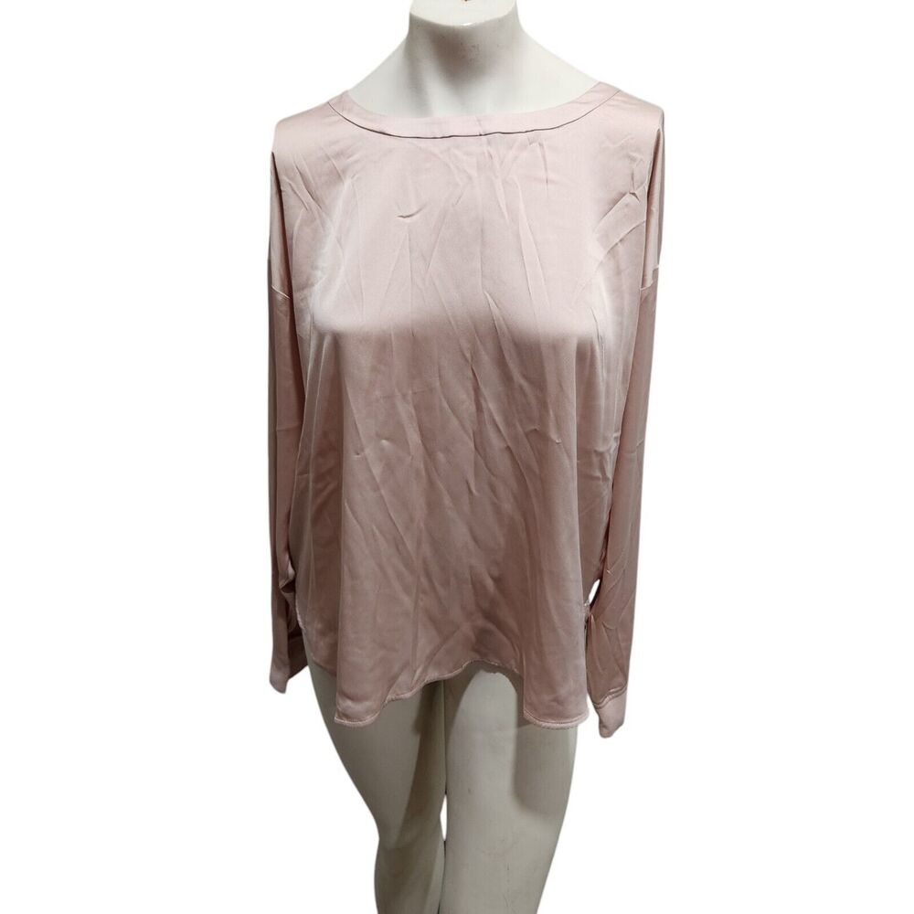 Ann Taylor‎ LOFT Rose Gold Satin Button Down the Back Blouse Office Corporate